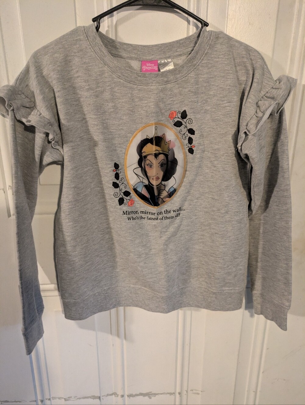 Disney Princess Snow White Evil Queen Gray Ruffle Sleeve Sweatshirt